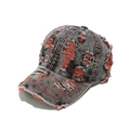 Vue détaillée de la casquette en denim délavé avec tissu orange effet déchiré - M(56-58cm) / Orange
