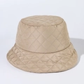 Detail of khaki quilted bucket hat showing diamond stitching and insulated fabric texture - Adjustable / Khaki