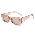Retro small square frame sunglasses in translucent champagne pink with brown lenses - Light Tea