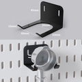 Matte black metal portafilter holder for pegboard storage rack with 45x60x63mm dimensions - Large Coffee Portafilter Holder - Black