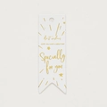 White fishtail gift tag with gold foil 'Best Wishes' text for wedding favors - Swallowtail Square Card