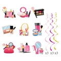 Set decorazioni festa a tema trucco con spirali appese motivo rossetto e profumo cartoon - Set di 9 Decorazioni Appese a Spirale (L-00373)