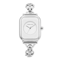 Elegant silver square quartz watch with a unique metallic chain bracelet and white dial - Small Chain Style / Silver White