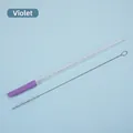 Reusable Tritan straw set in violet color with a matching metal cleaning brush - Violet