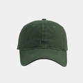 Detailed front view of dark green cotton twill baseball cap with six-panel structure - Adjustable / Olive Green