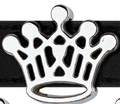 Silver crown charm accessory on black leather wristband for DIY jewelry making - 10MM Smooth Crown - Chrome