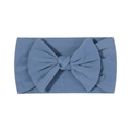 Soft grey-blue cotton baby headband with a large bow decoration for infants - Blue Gray