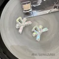 Mini mollette per capelli a farfalla iridescenti in elegante resina per donne - papillon