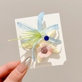 Pince à cheveux étoile de mer avec fleur de lys bleue et rose sur carte - 1# Étoile de mer Bleue