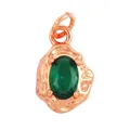 Rose gold pendant with oval green gemstone and micro-pave cubic zirconia setting - L229092-Green White Gold