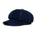 Gorra de mezclilla azul oscuro con costuras blancas en contraste para estilo retro mujer - Ajustable / Azul oscuro