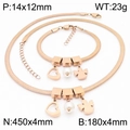 Rose gold heart pearl snake chain jewelry set with necklace and bracelet for women - Little Angel / Bracelet / Rose Gold