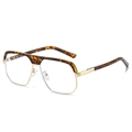 Fashion aviator glasses with tortoiseshell frames and gold double-bridge metal accents - Leopard Frame