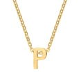 Polished gold titanium necklace featuring a minimalist capital letter P pendant on a fine chain - Letter P / Gold