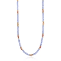 Detail van de handgemaakte kralenketting met paarse agaat en gouden kralen - Paars Splicing Geparelde Stijl (Style 1)