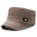 Men's vintage brown washed flat top cadet hat with side eyelets and SLLS patch logo - Coffee
