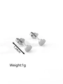 Minimalist silver stainless steel heart stud earrings with size and weight detail - Heart Stud Earrings Steel (MS-232A)