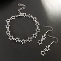 Hohlstern Schmuckset mit silbernem Finish Armband und passenden Ohrhängern - Ohrringe und Halskette Set (S561) / Altsilber (S561)