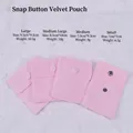 Pink velvet jewelry pouches with double-snap buttons in four assorted size variants - Snap Velvet Jewelry Pouch / 9.5*9.5cm / Pink