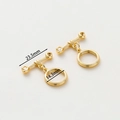 Macro detail of 14k gold-plated OT toggle clasp showing 23.5mm T-bar and 14.3mm ring - 18K Balance Scale Round OT Clasp - 4Pcs/Pack