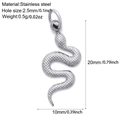 Silver stainless steel snake pendant for jewelry making with precise 20x10mm dimensions - Silver Tone Snake (S1)