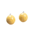 Paire de pendentifs volleyball en résine jaune avec anneaux pour porte-clés - Volley-ball avec œillet