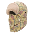 Winter-Uschanka in Hellgelb mit Cartoon-Prints und dickem Fleece-Futter für Damen - Standardausführung / Gelb