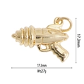 Golden retro ray gun pendant showing detailed dimensions 17.3mm and 2.7g weight - Gold Raygun