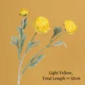 52cm light yellow artificial Persian buttercup branch with 3 heads and green leaves - Light Yellow