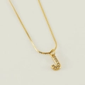 Gold-plated stainless steel letter J necklace featuring sparkling crystal embellishments - Letter J