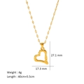 Detailweergave van de 18K gouden holle hartvormige hanger met afmetingen en kettinglengte - Hol Hart (23WN386)