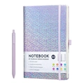Purple holographic A5 journal set with matching pen and elastic strap for business - A5 Strap Notebook With Purple Pen / Purple Baby's Breath