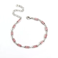 Silver plated bracelet featuring rectangular pink ice flower zircon stones with lobster clasp - Pink Zircon Platinum Color