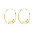 Minimalistische 14K vergulde Happy oorringen met 925 zilveren pinnen voor dames - HAPPY Letter Hoop / Goud