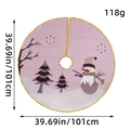 Pink Christmas tree skirt with snowman print, gold edge, 101cm diameter decoration - Large Purple Snowman Style