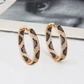 Golden hoop earrings with leopard pattern micro-pave zircons and wild fashion style - Large Hoop Leopard Print-EA06-4