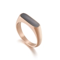 Minimalist rose gold stainless steel ring featuring a matte finish and dark grey inlay - Rose Gold Black Style (KR101365-KFC)