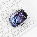 Portable metal mini storage box with a vibrant butterfly design and silver frame - Style 11-Blue Purple Butterfly