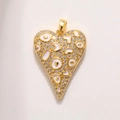 18K gold plated leopard heart pendant with white enamel and cubic zirconia stones - Gold White Enamel Micro-set Heart