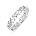 Eleganter S925 Sterlingsilber Herzring mit Zirkonia-Besatz und Politur-Finish - US 6 / Silber