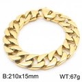 Detalle de pulsera cubana dorada de 15 mm de ancho con cierre de langosta y dimensiones - Brillante / Dorado / 19cm