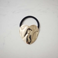 Minimalist heart-shaped gold textured metal hair tie with black elastic band for women - Gold Liquid Heart