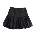Chic black A-line bubble skirt with pleated ruffle hem for a French style look - XS / Black