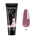 Misscheering 15g pink glitter acryl nail gel tube with application on false nail tip - Pink Glitter (02)