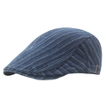 Blauwe tweed newsboy pet voor dames met verstelbare metalen gesp aan de zijkant - Verstelbaar / Donkerblauw