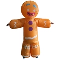 Inflatable gingerbread man costume in bright orange with purple buttons and white icing - New Gingerbread Man / One Size