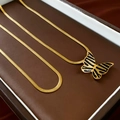 Golden snake chain necklace with black striped butterfly pendant in a gift box - Gold with Black Pattern (2-piece Set)