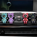Cartoon astronaut bear car air freshener vent clips in green purple red and black - Green+Purple+Red+Black (Set of 4)