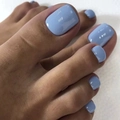Light blue rhinestone toenail press-on nails set with glossy finish for women - Light Blue Solid Style (XA-61-28)