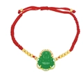 Chinese red string bracelet with green Maitreya Buddha pendant and sparkling gold accents - Green